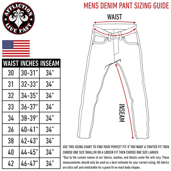 Affliction Men's Denim Jeans BLAKE FLEUR RINGO Biker