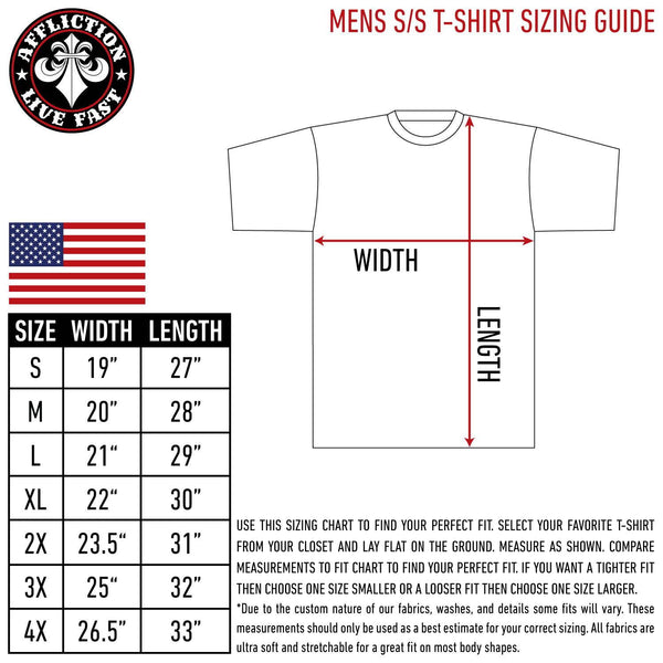 AFFLICTION Men's T-Shirt S/S SCARED OIL Premium Black Label Biker MMA