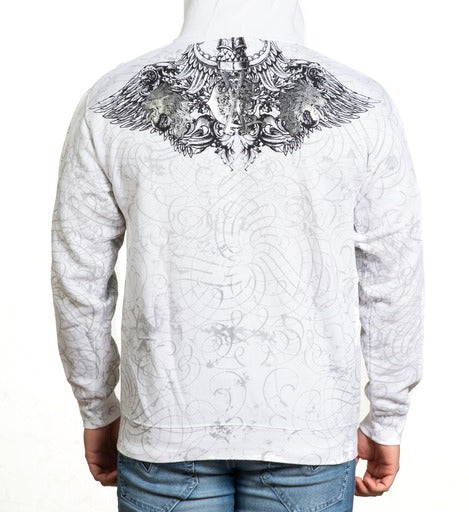 Xtreme Couture By Affliction The Edge - Maglietta Uomo Bianca - Vestibilità Classica - Stampa A Tinta Unita