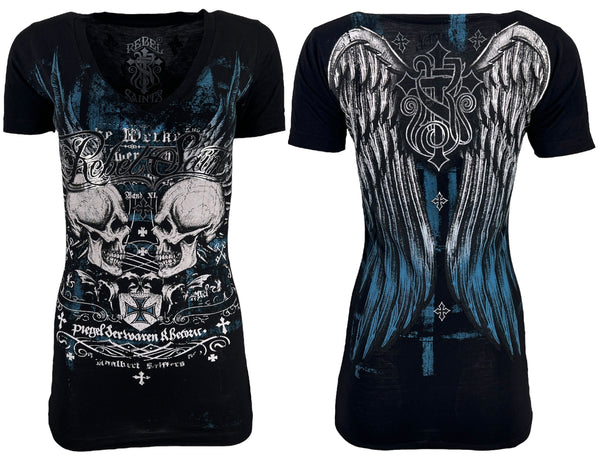 Rebel Saint by Affliction Women's T-shirt Mockingbird
