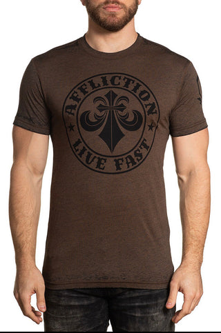 AFFLICTION Men's T-Shirt S/S DIVIO Tee Black Label Biker