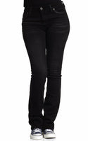 AFFLICTION Women's Denim Jeans JADE STANDARD JET BLACK Embroidered