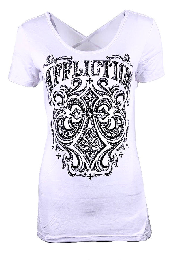 AFFLICTION Women's T-Shirt S/S IRONSIDE Tee Biker