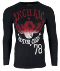 Archaic by Affliction Men's Thermal Shirt FLYING RACER Black