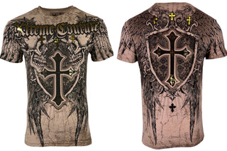 Xtreme Couture By Affliction Men's T-Shirt INHUMAN SKULLS Sand