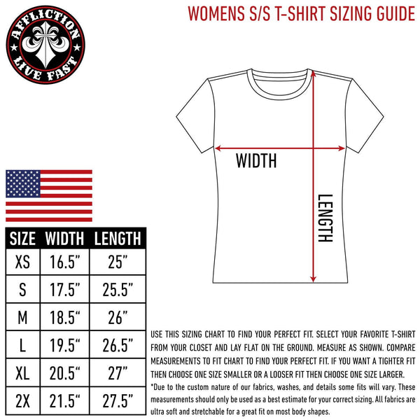 Sinful AFFLICTION Women's S/S T-Shirt FELINE Tee Wings Biker