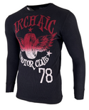 Archaic by Affliction Men's Thermal Shirt FLYING RACER Black