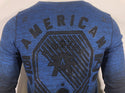 AMERICAN FIGHTER Men's T-Shirt Thermal Shirt GOODWELL Blue Biker MMA