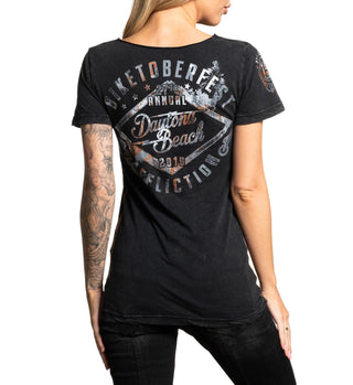 AFFLICTION Women's T-Shirt S/S BIKETOBERFEST Tee Biker