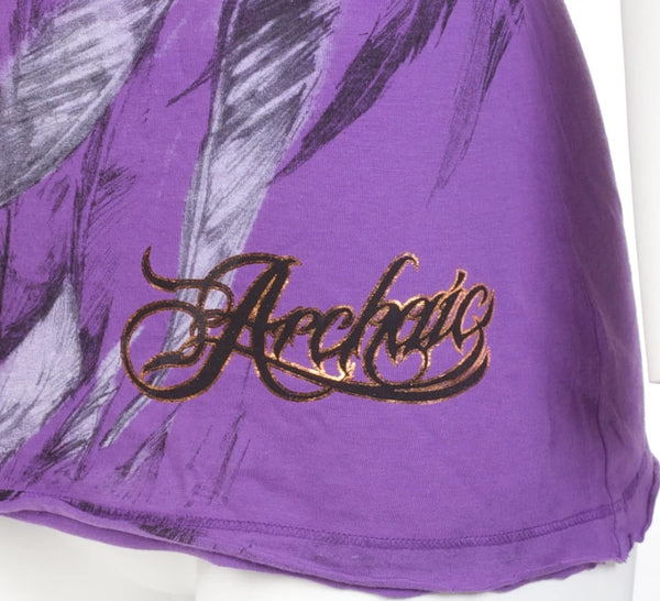 ARCHAIC Womens Short Sleeve SECOND LOVE V-neck T-Shirt (Purple)