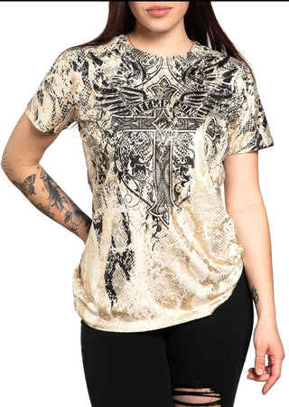 AFFLICTION Women's Short Sleeve T-Shirt MATHILDA SNAKE