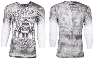 XTREME COUTURE Mens Long Sleeve DEATH LIST Crewneck THERMAL T-Shirt