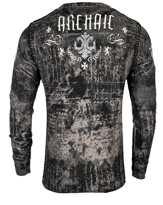 Archaic by Affliction Men's Thermal Shirt SHIELDED Gray