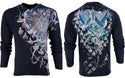 Archaic by Affliction Men's Thermal Shirt WOODCUTS Black