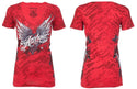 ARCHAIC Womens Short Sleeve BIG LOVE V-neck T-Shirt (Red)