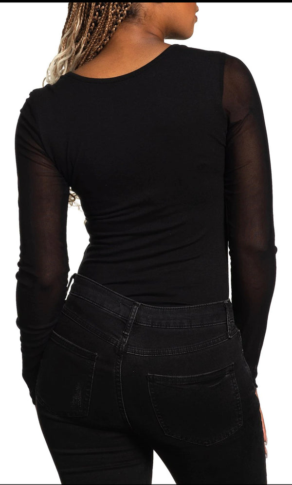 Affliction Women's Long Sleeve Bodysuit BLACK MIST Black