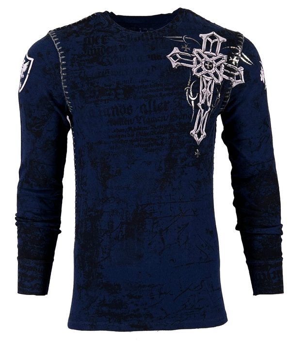 Archaic By Affliction Men's Thermal Shirt Spike Wings