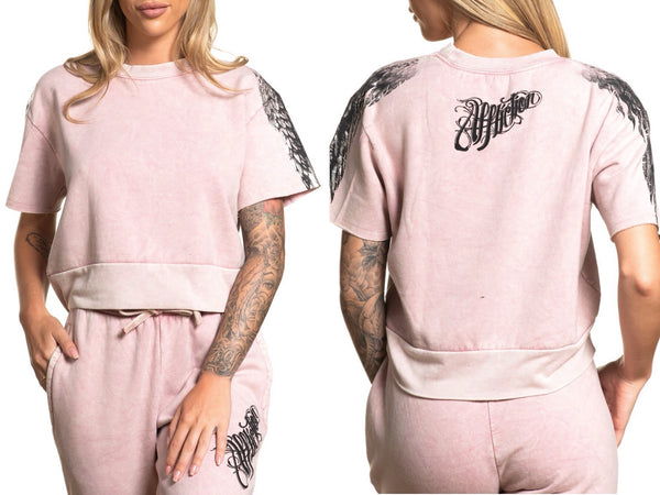 AFFLICTION Women's T-Shirt Sweatshirt AUDRALYN Pink