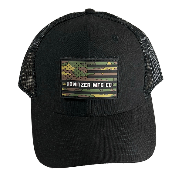 Howitzer Style Men's Hat FLAG HAT Military Grunt Black