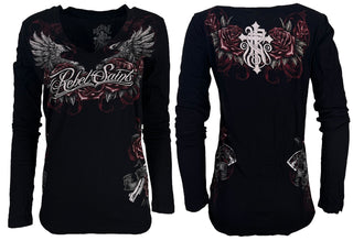 Rebel Saint by Affliction Women's T-shirt Pistola