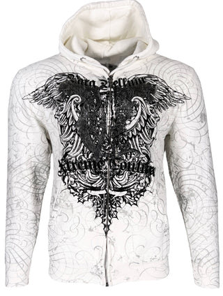 Xtreme Couture by Affliction Men's Zip Up Hoodie Cast Iron (White )