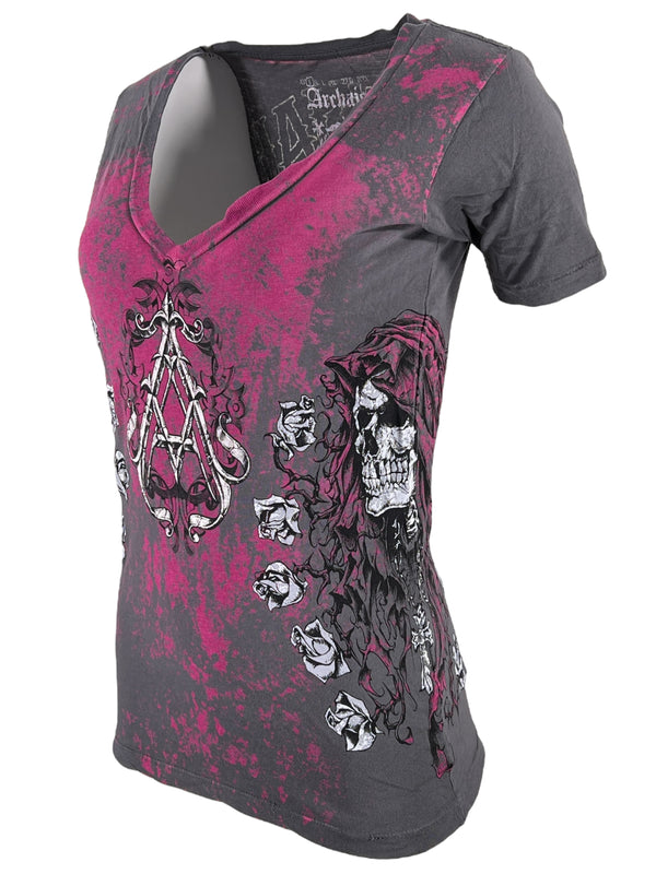 Archaic by Affliction Women's T-shirt Death Chase ^