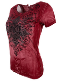 Affliction Women's T-Shirt Amber Creek Lace up   ^