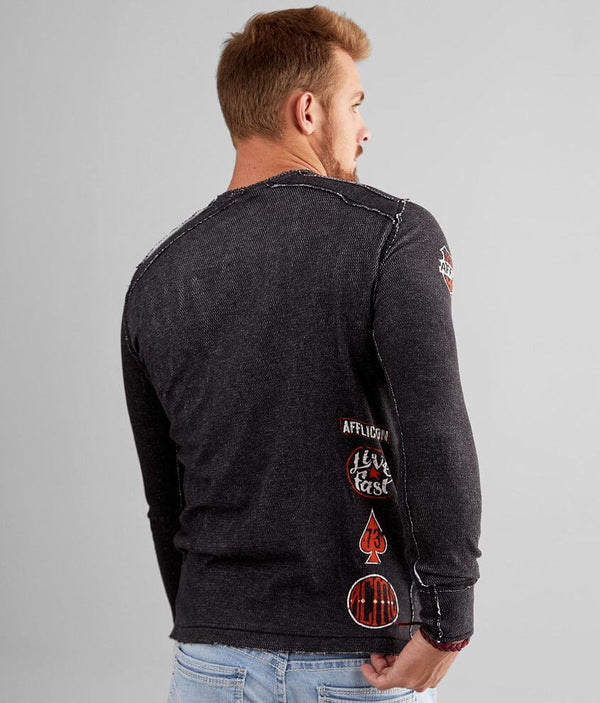 AFFLICTION Men's Long Sleeve Reversible Thermal Shirt CORE DIVISION