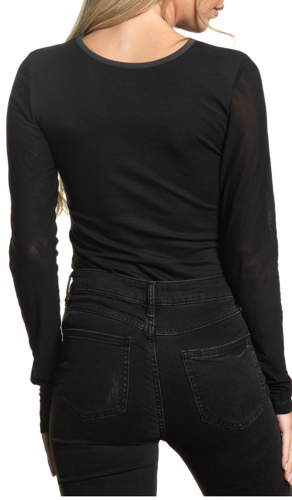 AFFLICTION Women's Long Sleeve Bodysuit SAINT EDITH Black