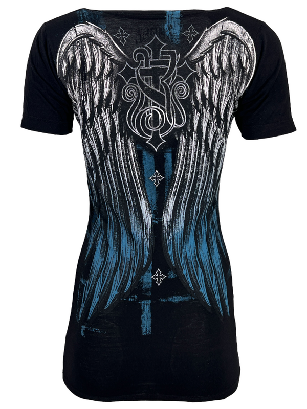 Rebel Saint by Affliction Women's T-shirt Mockingbird