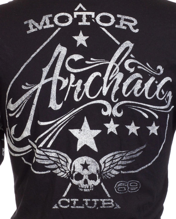 ARCHAIC Womens Long Sleeve NATION V-neck T-Shirt (Black/White)