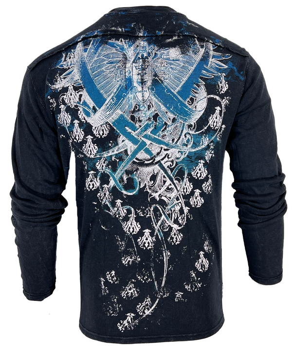 Archaic by Affliction Men's Thermal Shirt WOODCUTS Black