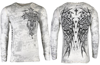 Xtreme Couture by Affliction Mens Thermal Shirt DARKER SIDE Biker White MMA