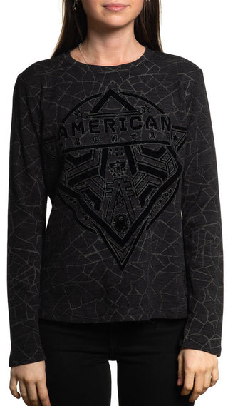 AMERICAN FIGHTER Women's Long Sleeve T-Shirt HAWTHORN Black