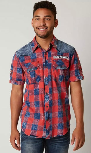 Affliction Men's Button Down Shirt Staple Woven