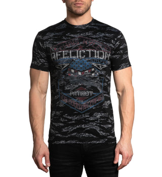 AFFLICTION CK BASILONE Men's T-shirt Navy Lava Wash