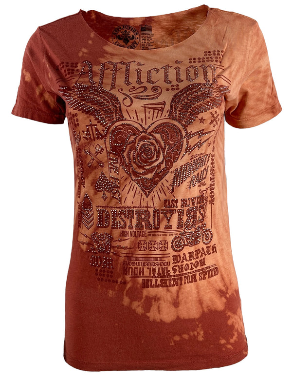 Affliction Women's T-Shirt Tragic Love Scoop Neck   ^