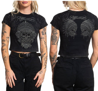 Affliction Women's T-Shirt THUNDER SKY Black