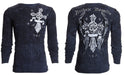 Archaic by Affliction Men's Thermal Shirt COUNTDOWN Charcoal