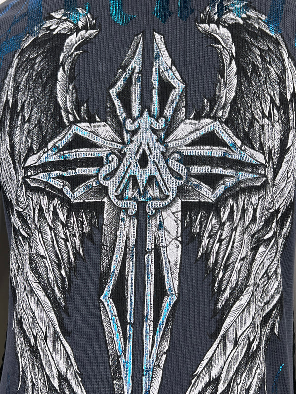 Archaic by Affliction Men's Thermal Shirt FERAL Gray