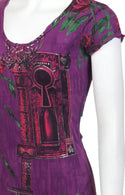 ARCHAIC Womens Short Sleeve MY GIRL V-neck T-Shirt (Purple)