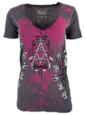 Archaic by Affliction Women's T-shirt Death Chase ^