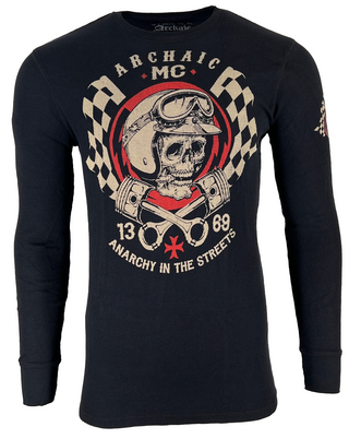 Archaic by Affliction Men's Thermal Shirt FUEL INJECTOR Black