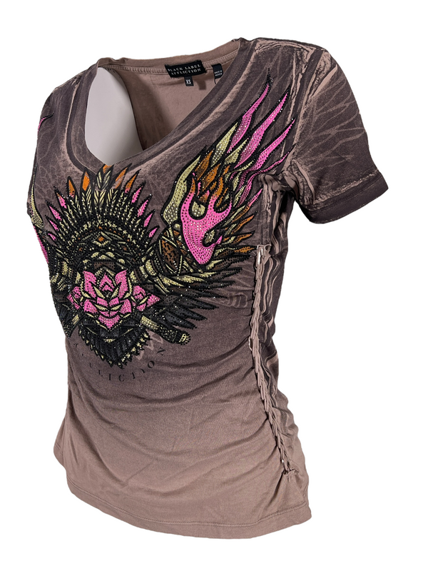 Affliction Women's T-Shirt Tribal Fire  ^