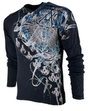 Archaic by Affliction Men's Thermal Shirt WOODCUTS Black
