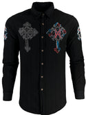 Xtreme Couture by Affliction Men's Button Down Woven Shirt Fortress Black