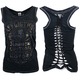 AFFLICTION Women's Tank S/S FINE AGED CHEETAH Tee Biker