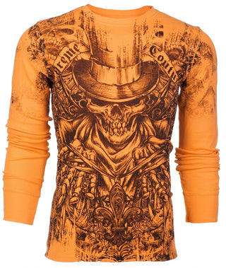 XTREME COUTURE Mens Long Sleeve OFFERING Crewneck THERMAL T-Shirt (Orange)