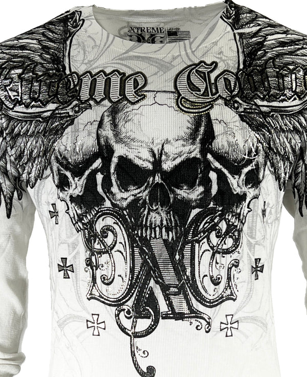 Xtreme Couture by Affliction Men's Thermal Shirt OVER THE TOP White