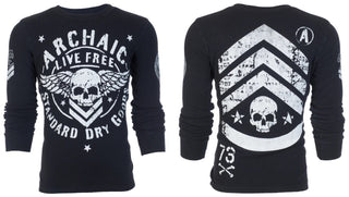 ARCHAIC Mens Long Sleeve STRONG CREST Crewneck THERMAL Shirt